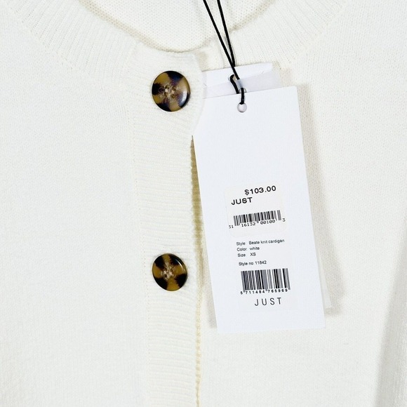 Just Female Beate Knit White Button Up Cardigan Sweater Size XS NWT $103 - Picture 5 of 6